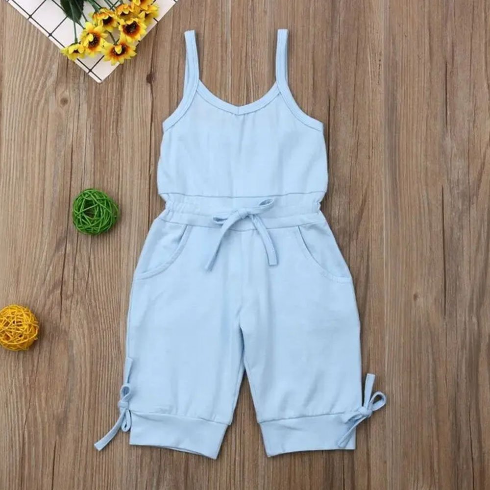 Conyson Summer Fashion Baby Girls Bow Vest Tank Romper Jumpsuit Toddler Kids Girls Suspenders Sleeveless Bow Jumpsuit Outfits