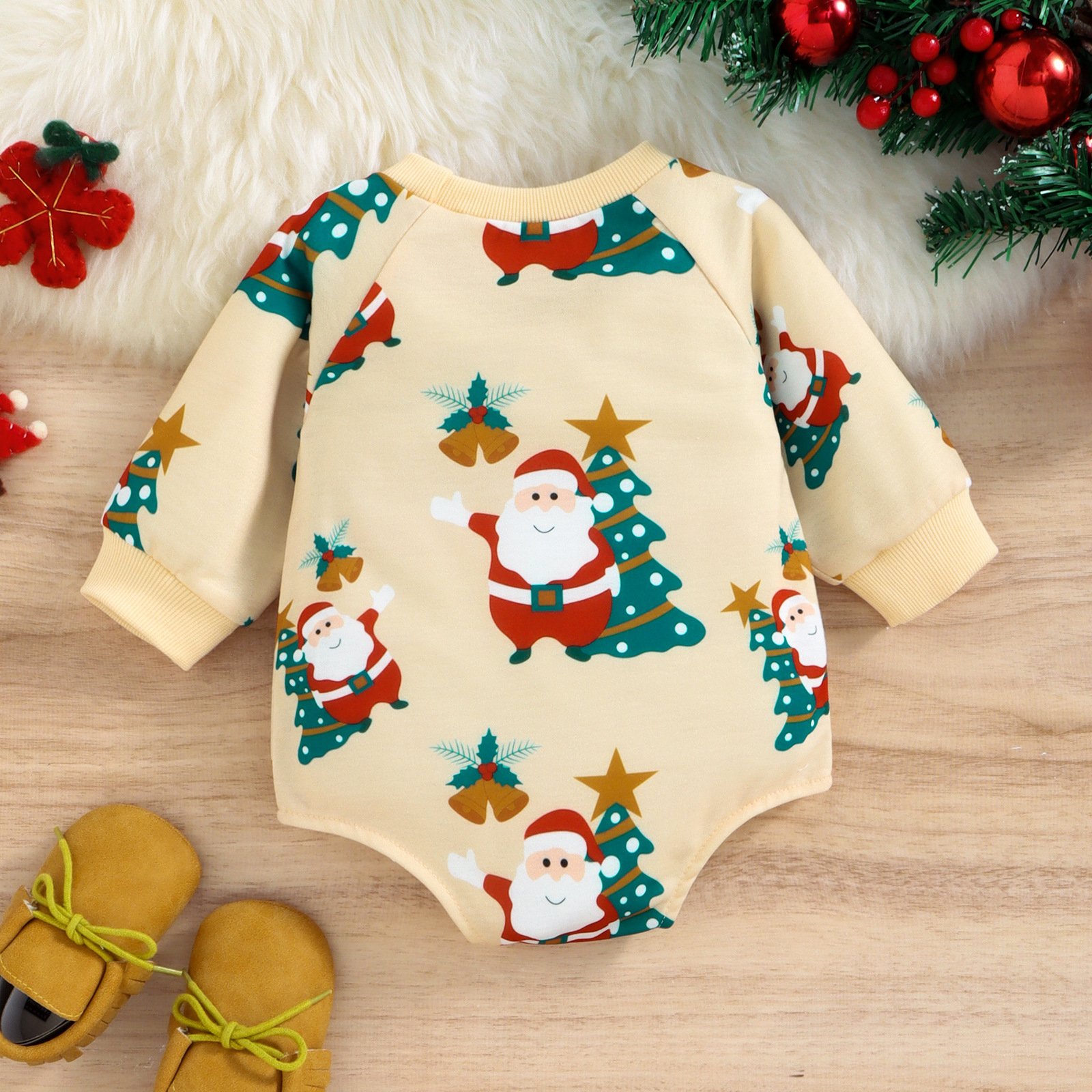 Baby Christmas Clothes Bodysuit Winter Boneless Newborn Clothing Santa Claus Soft Baby Bodysuit Pajamas Baby Long Sleeve Rompers