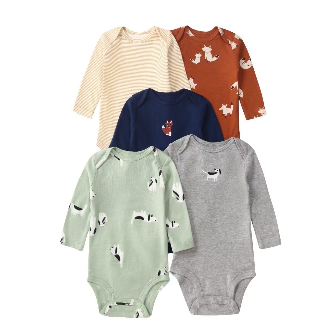5 Pcs Sets Sleeve Infant Baby Romper Clothes Cotton Fabric Breathable Newborn Clothes Set Unisex Cute Baby Girl Pajamas