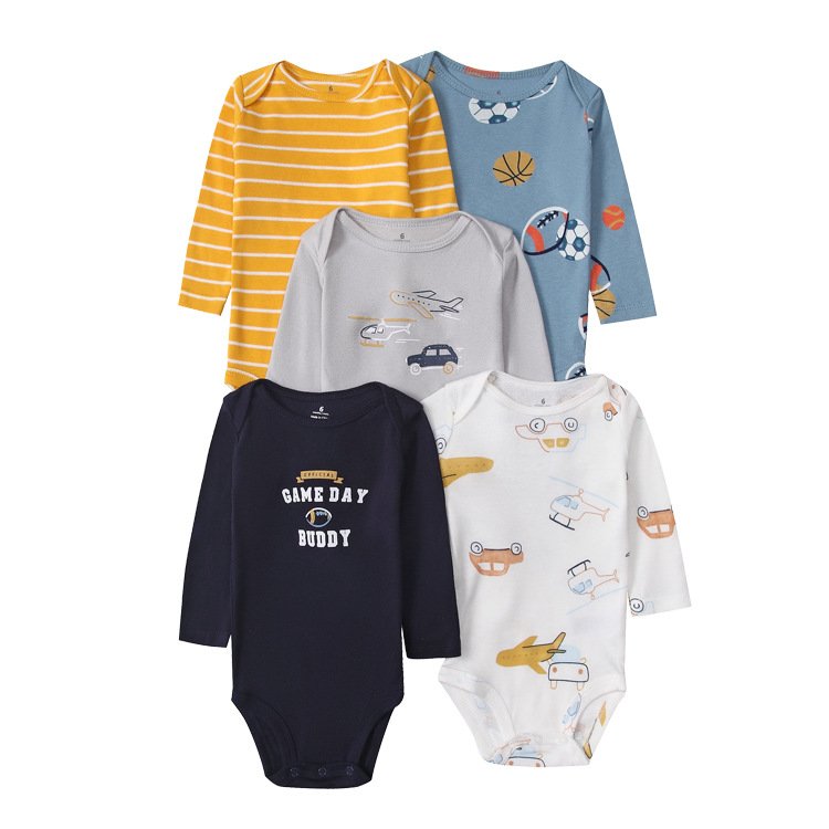 5 Pcs Sets Sleeve Infant Baby Romper Clothes Cotton Fabric Breathable Newborn Clothes Set Unisex Cute Baby Girl Pajamas