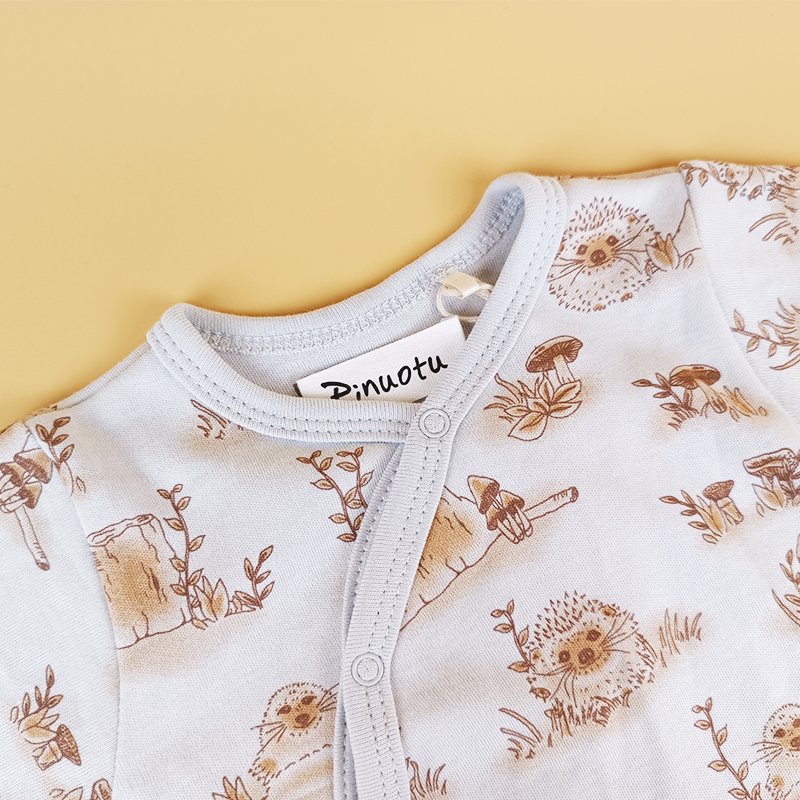 Hot Sale Cartoon Forest Style Custom Printed Long Sleeve Bamboo Sleepsuit Cute Animal Pattern Baby Footie Pajamas Romper