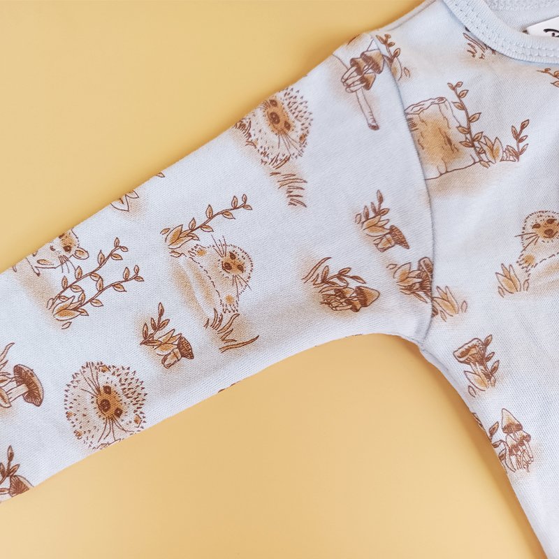 Hot Sale Cartoon Forest Style Custom Printed Long Sleeve Bamboo Sleepsuit Cute Animal Pattern Baby Footie Pajamas Romper