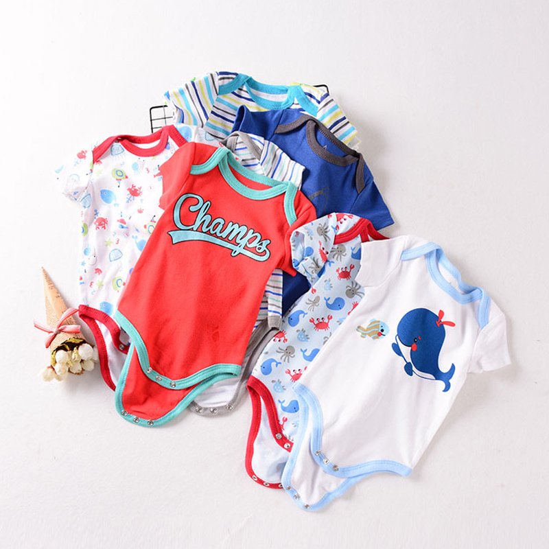 Ready to Ship Pure cotton Newborn Baby Clothes Short Sleeve Baby Romper Organic Cotton Baby Bodysuit