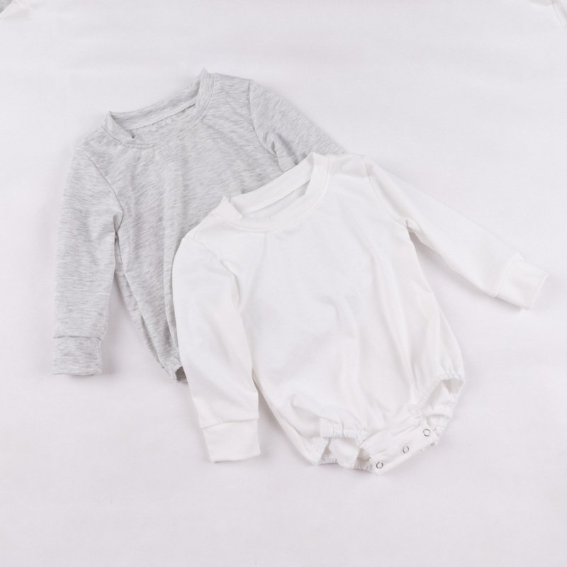 Summer 0-3 months Designer Baby Grey Polyester Romper Summer New Solid Color long Sleeve Romper For Baby Girl Clothes