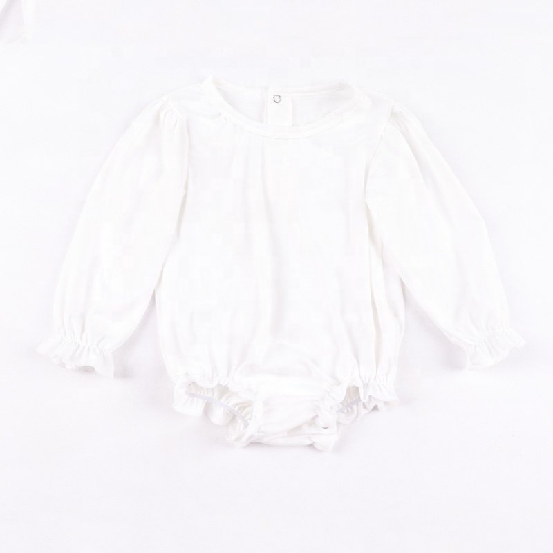 Summer 0-3 months Designer Baby Grey Polyester Romper Summer New Solid Color long Sleeve Romper For Baby Girl Clothes