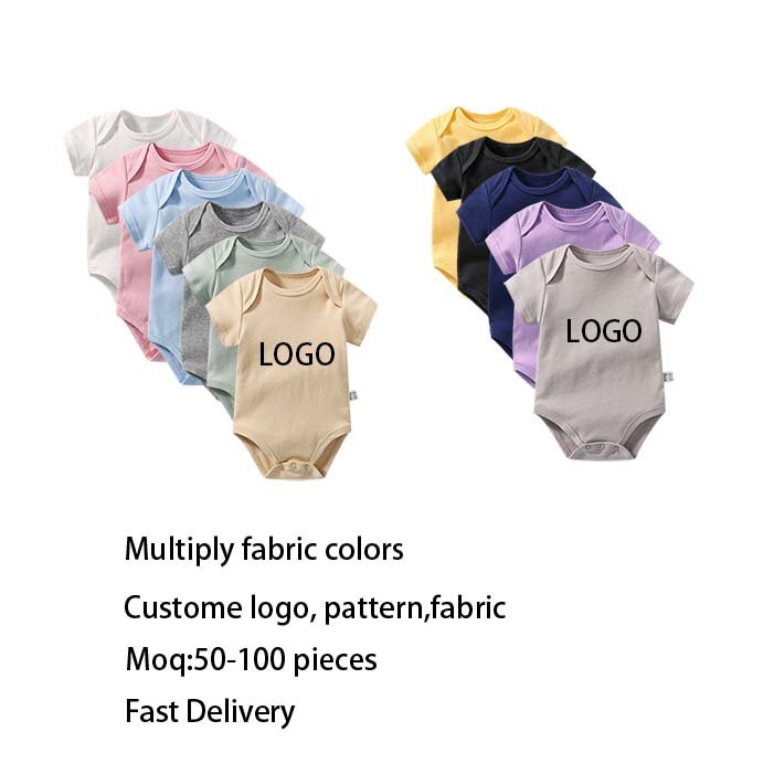 Wholesale Custom Design Cotton Romper Infant Boy Girl Short Sleeve White Cotton Clothes Manufacturing Baby Rompers