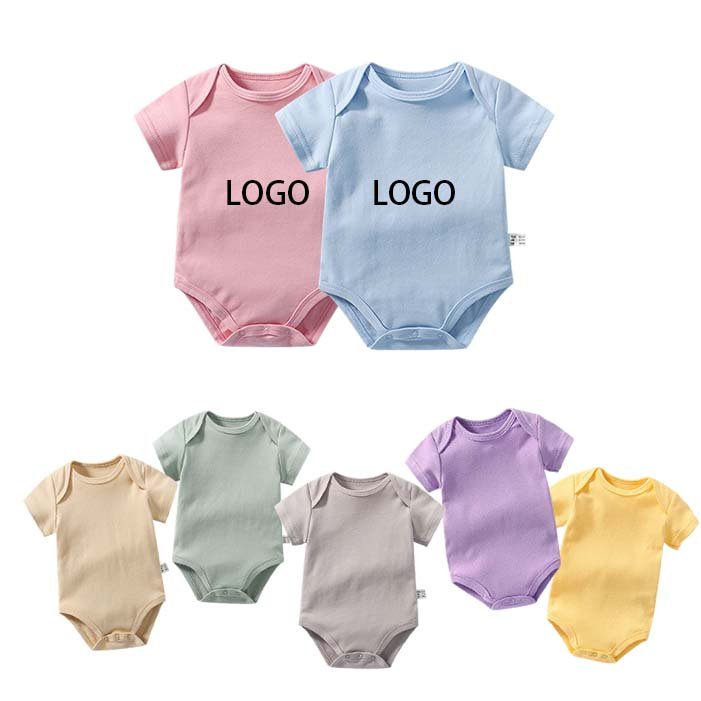 Wholesale Custom Design Cotton Romper Infant Boy Girl Short Sleeve White Cotton Clothes Manufacturing Baby Rompers