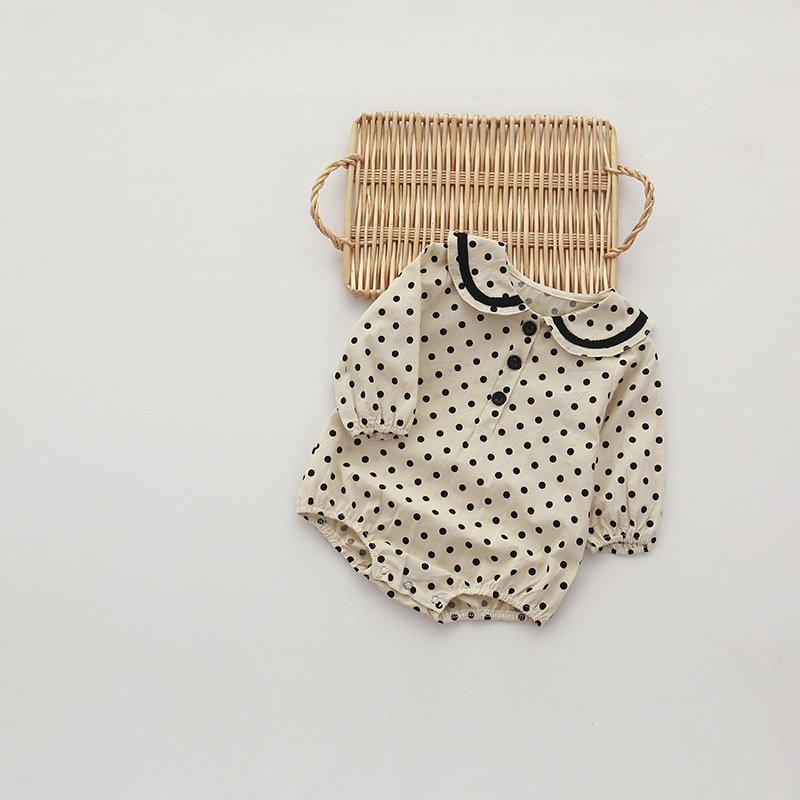 Hot Sale Cotton Bear Long Sleeve Peter Pan Collar Kids Newborn Clothes Baby Rompers For Babi Girls