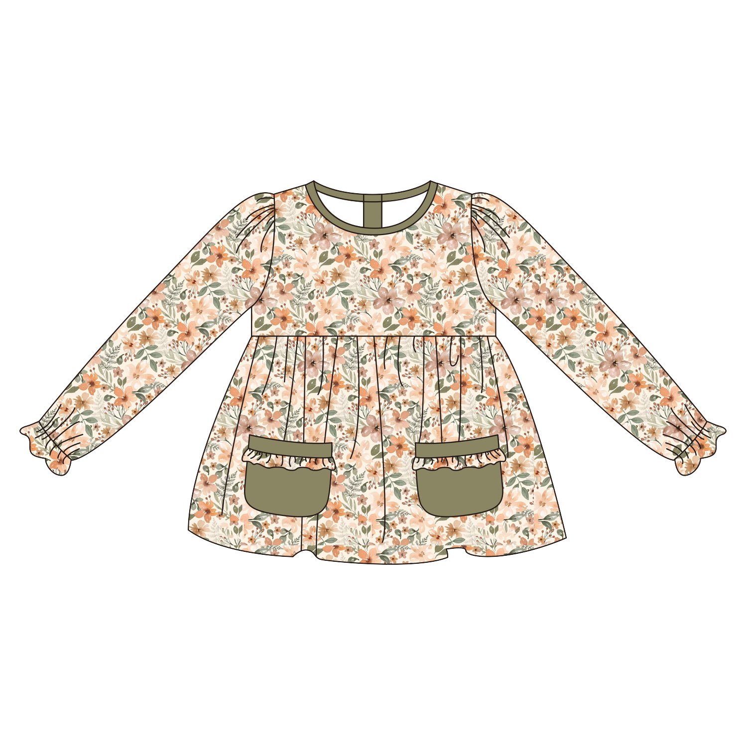New fashion design girls clothing sets girls floral print clothing 2pcs sets