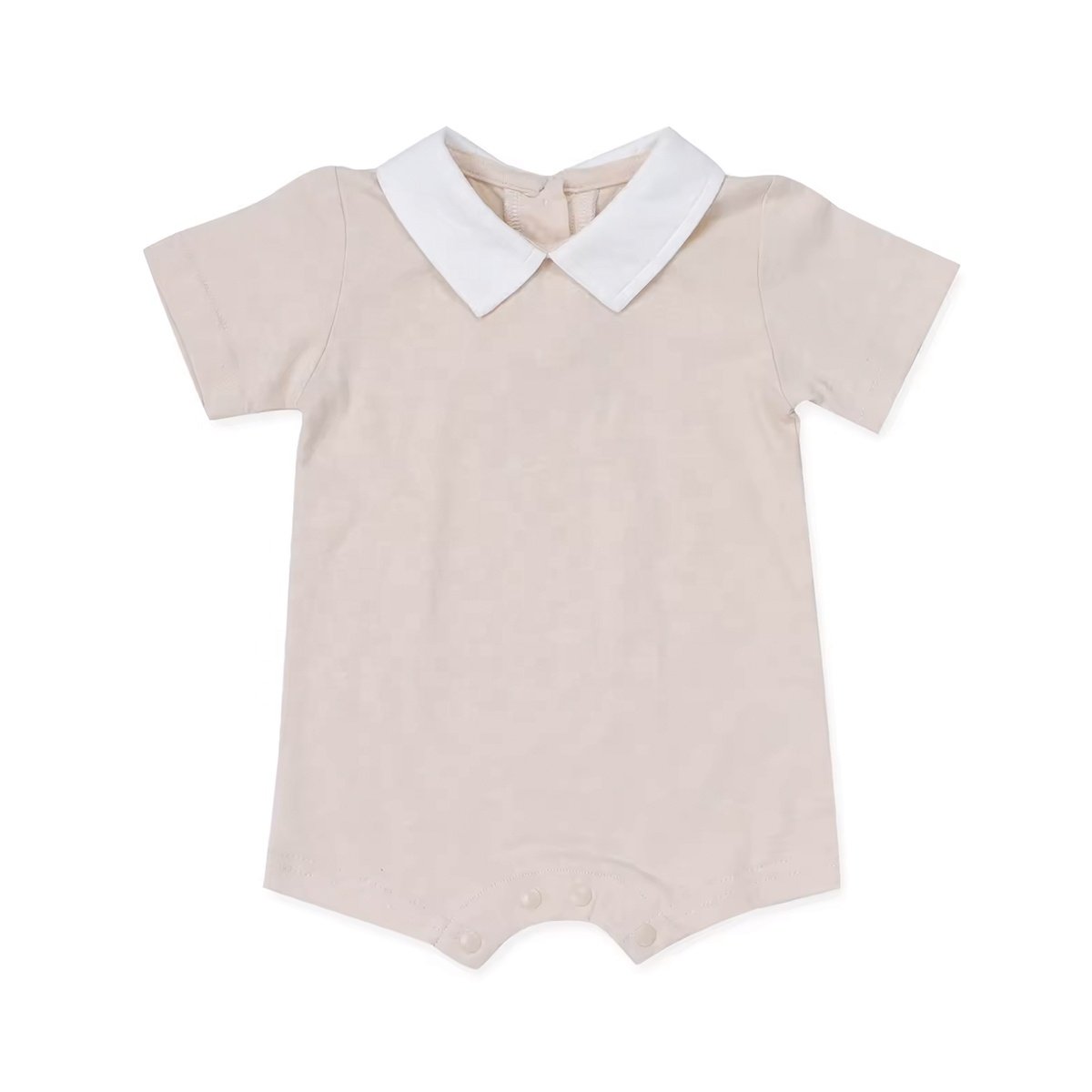 Petelulu Custom Organic Cotton Newborn Baby Romper Casual Short Sleeve Baby Clothes Set Baby Summer Rompers With Snap Button