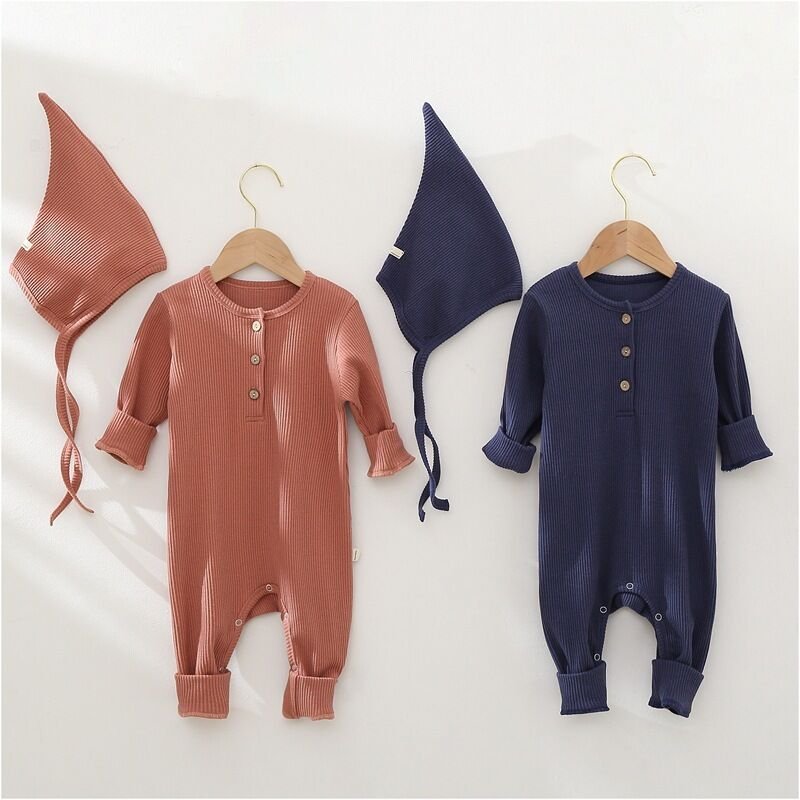 iBaifei Custom Newborn 100 Cotton Long Sleeve Plain Solid Zipper Footie Sleep Romper Baby Onesie Cotton