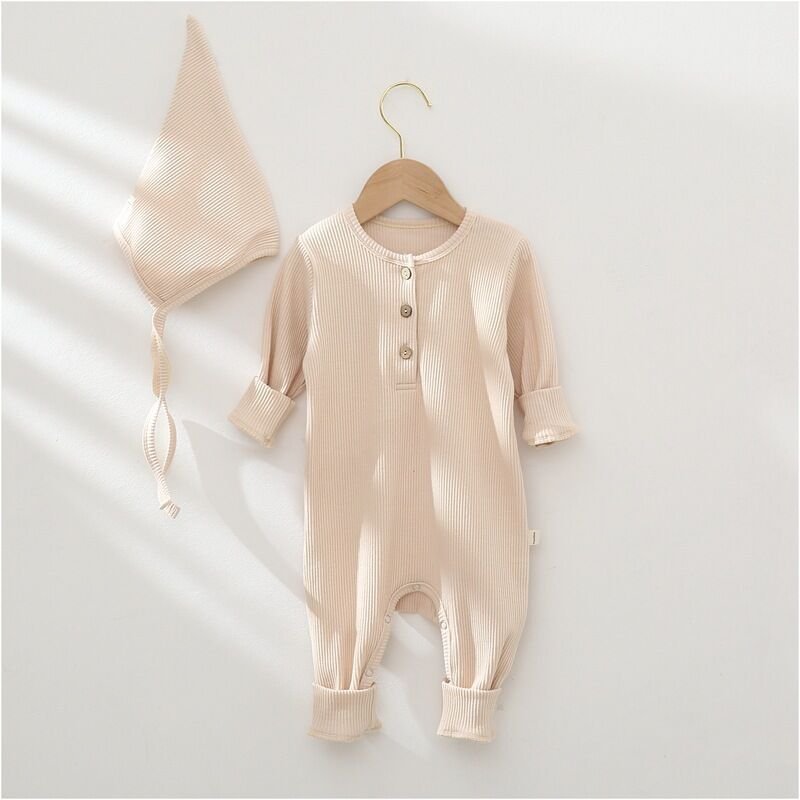 iBaifei Custom Newborn 100 Cotton Long Sleeve Plain Solid Zipper Footie Sleep Romper Baby Onesie Cotton
