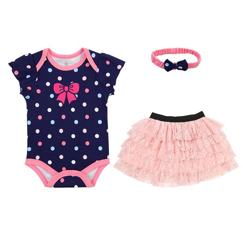 Clothing Set Girls cotton dress romper summer wholesale baby rompers tedmimak cartoon animal pattern dress with lace baby set