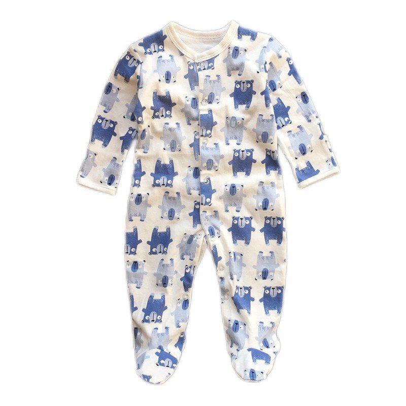 Stock Pattern Baby Romper with Footie 100% Cotton Jumpsuit Knitted Baby Pajama 0-12M Baby Romper Printed