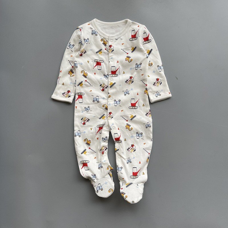 Stock Pattern Baby Romper with Footie 100% Cotton Jumpsuit Knitted Baby Pajama 0-12M Baby Romper Printed