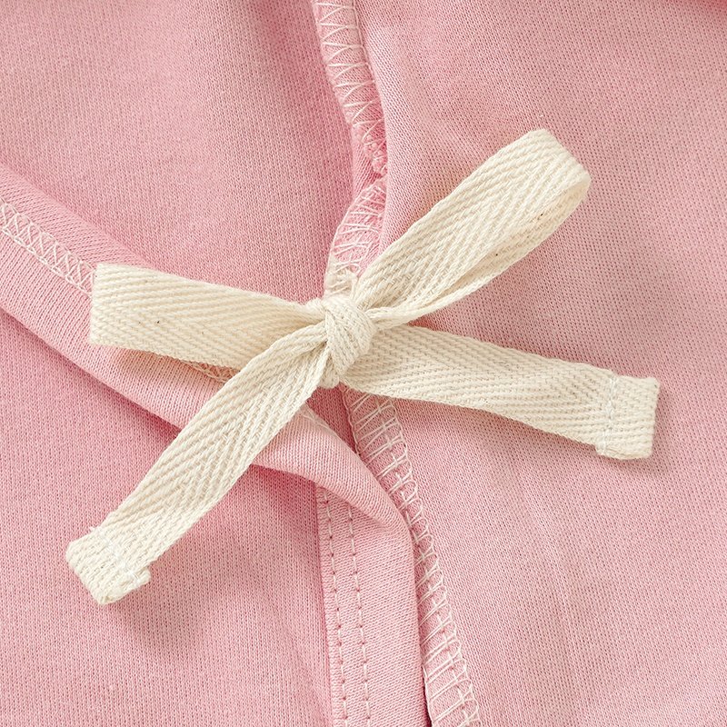 Organic Cotton Fold Over Cuff Long Sleeve Snap Crotch Kimono Baby Short Rompers