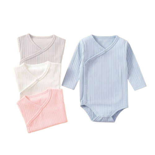 Wholesale Breathable Baby Girls Clothes Ribbed Cotton Bodysuit Short Sleeve Baby Onesie Baby Rompers