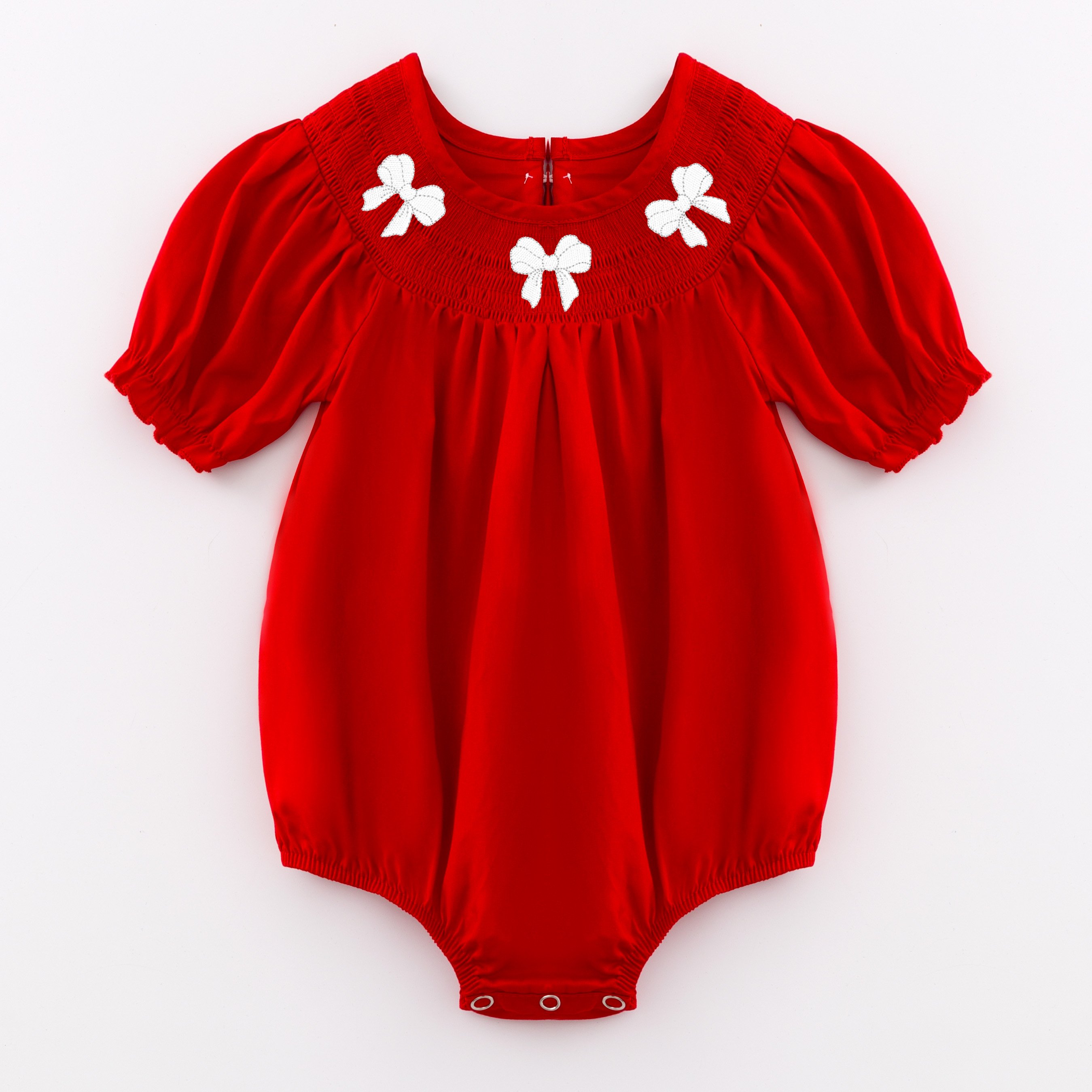 Infant Baby Girls Winter Christmas Smocked Santa Claus Gingerbread Embroidery Red Cotton Romper Customized Kids Clothes
