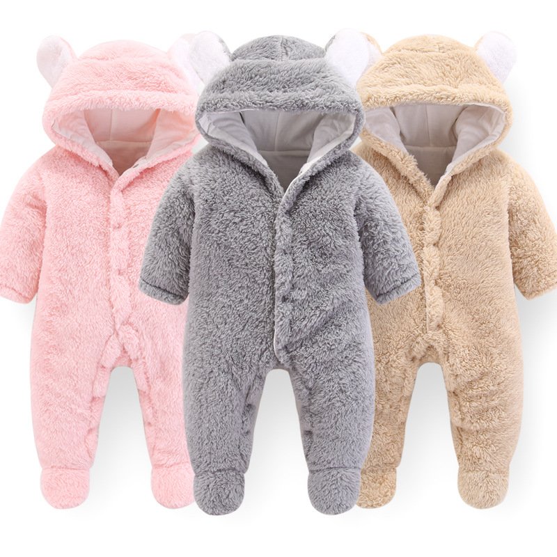 Manufacturers Vendors Newborn Baby Onesies Clothes Bulk Velour Baby Romper Coats Cotton Long Sleeve Winter Rompers For Baby