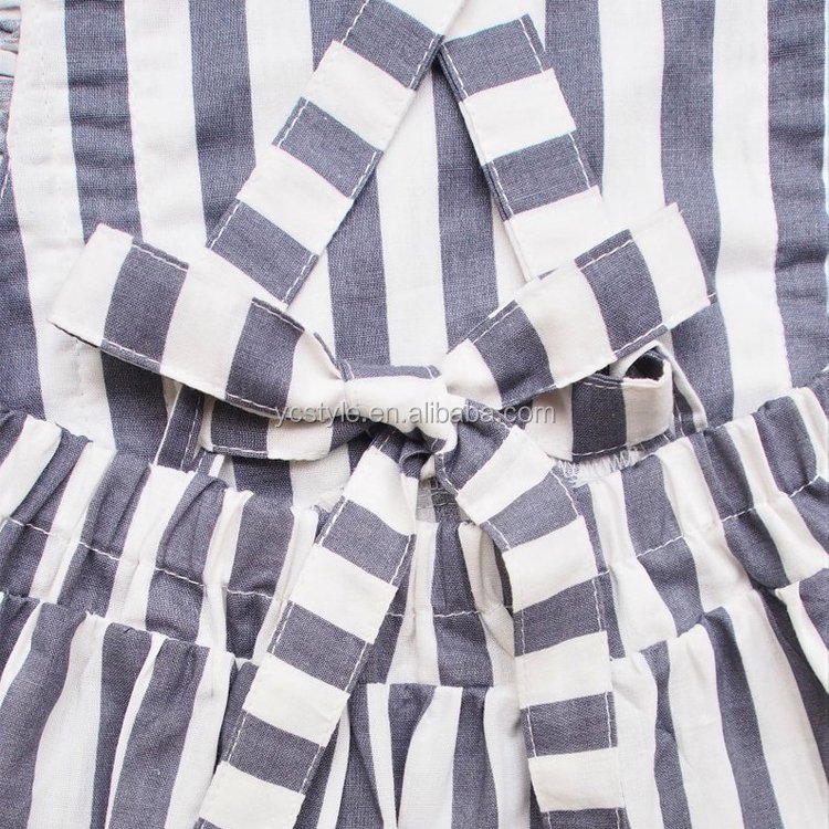 Baby girls' striped jumpsuit clothes baby clothes summer sleeveless flounce overall, crotch buckle ruffle bubble romper