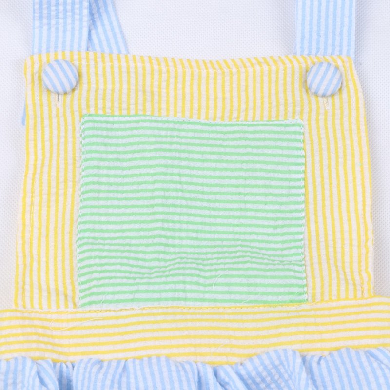 Boutique New Style Wholesale Custom Seersucker Sleeveless Cross-back Baby Bubble Romper Girl or Boy Rompers