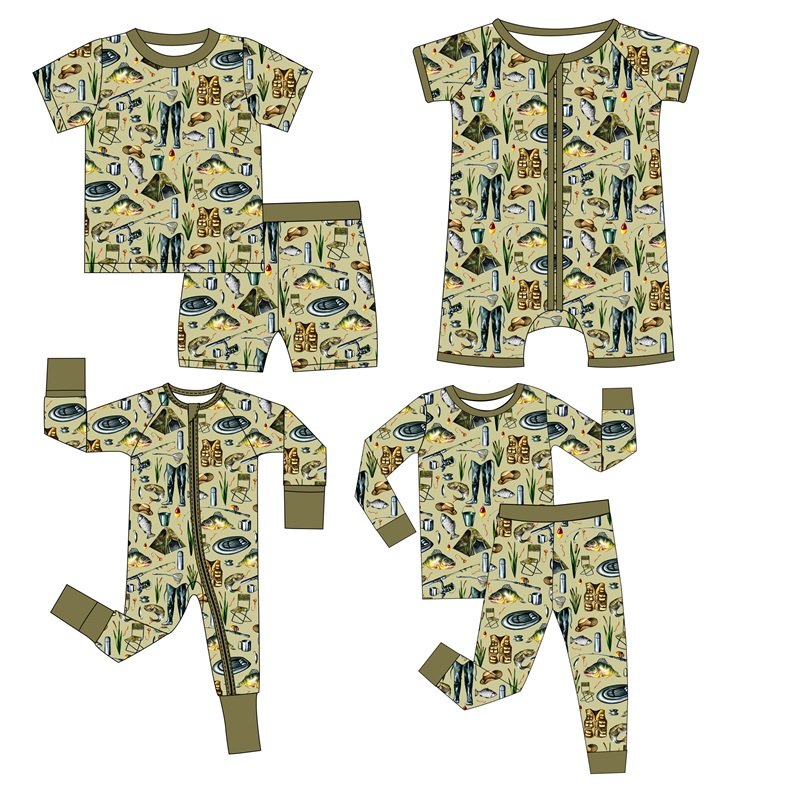 Wholesale Custom bamboo Cute Newborn Baby Girls Wildflower high quality Bubble Romper zippies Clothes Set Baby bamboo pajamas
