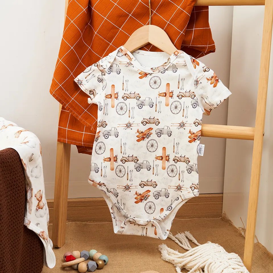 Summer Hot Selling Girls Boys Rompers Easy To Wear Comfortable Newborn Baby Bamboo Cotton Jumpsuit