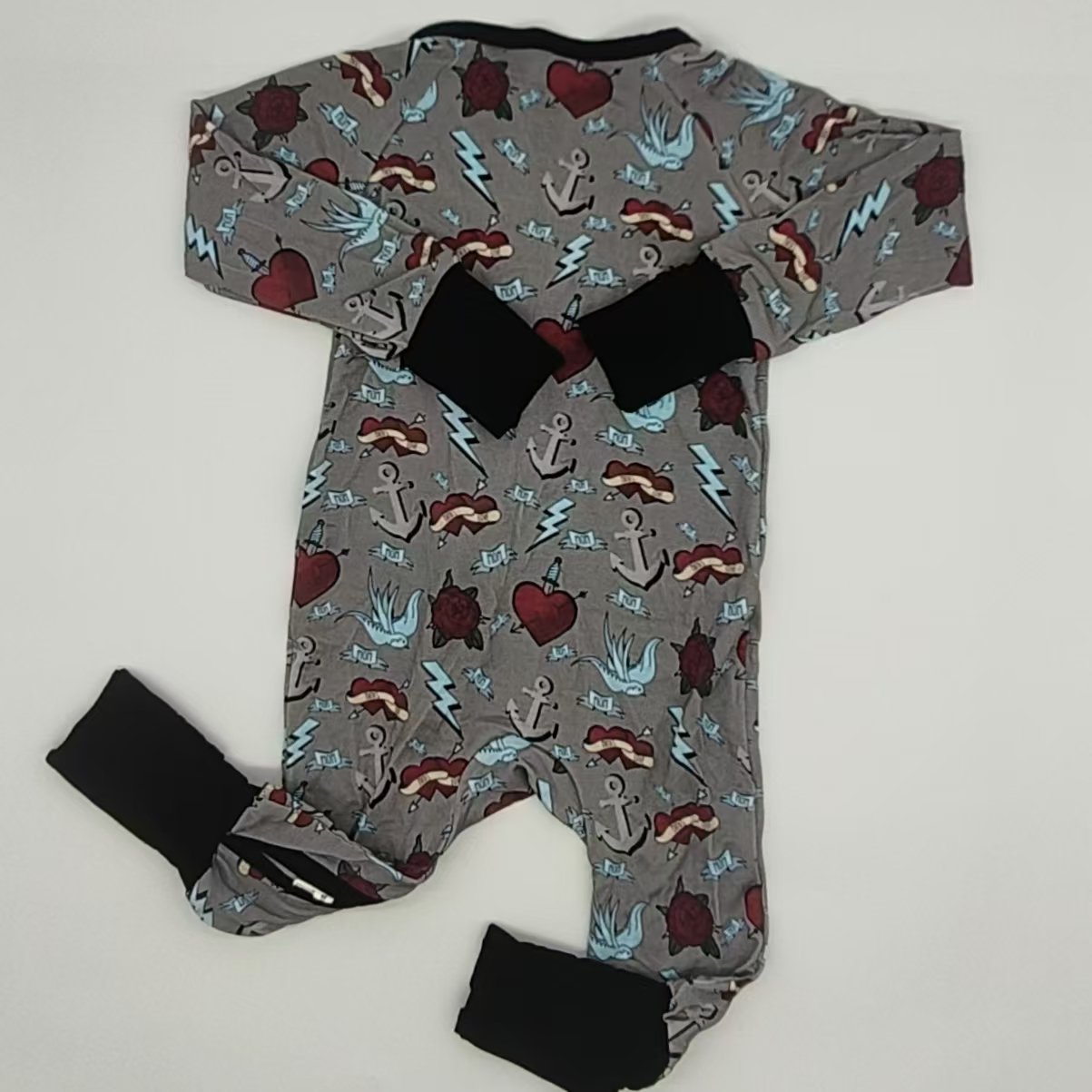 Hot selling Halloween pumpkin pattern long sleeve bamboo cotton double zipper baby clothes