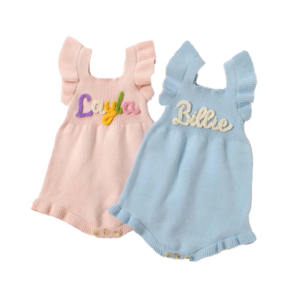 Wholesale Customized Baby Girl Cloths Personalised Knit Romper Newborn Baby Sweaters