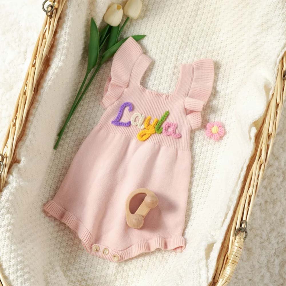 Wholesale Customized Baby Girl Cloths Personalised Knit Romper Newborn Baby Sweaters