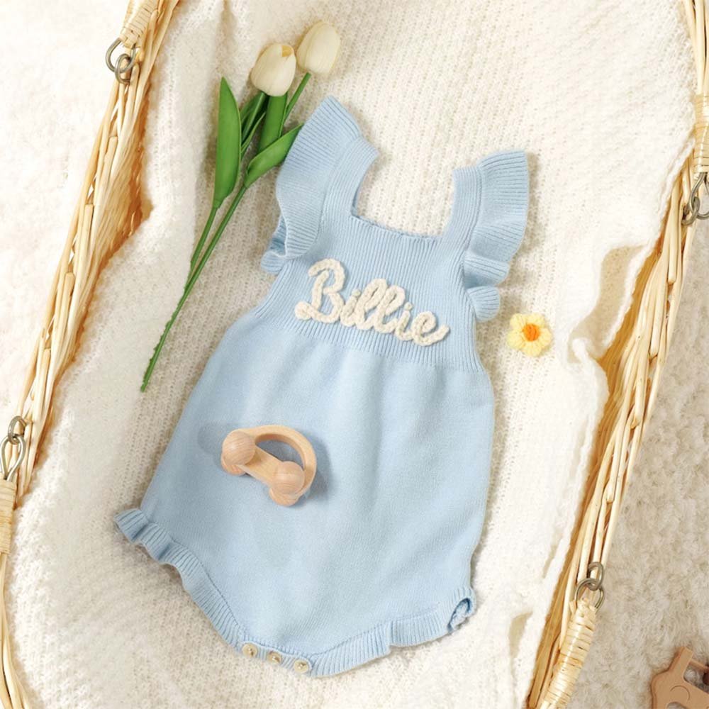Wholesale Customized Baby Girl Cloths Personalised Knit Romper Newborn Baby Sweaters