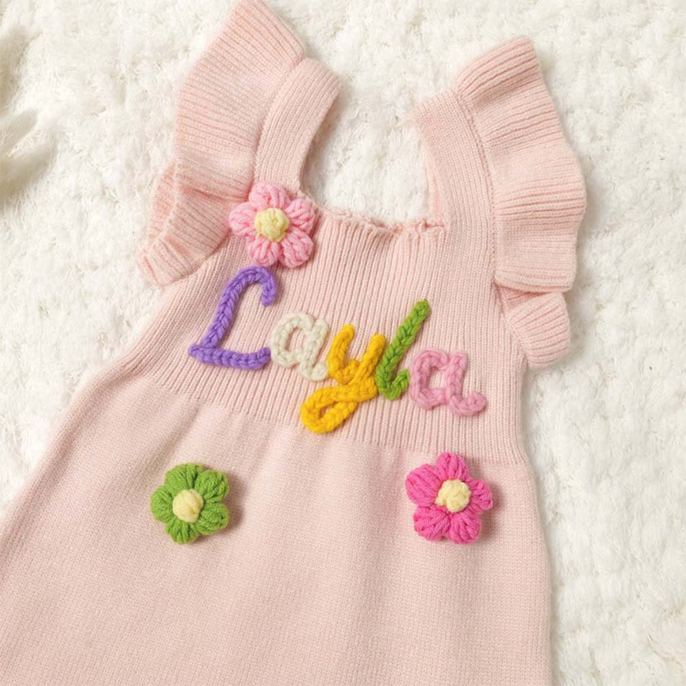 Wholesale Customized Baby Girl Cloths Personalised Knit Romper Newborn Baby Sweaters