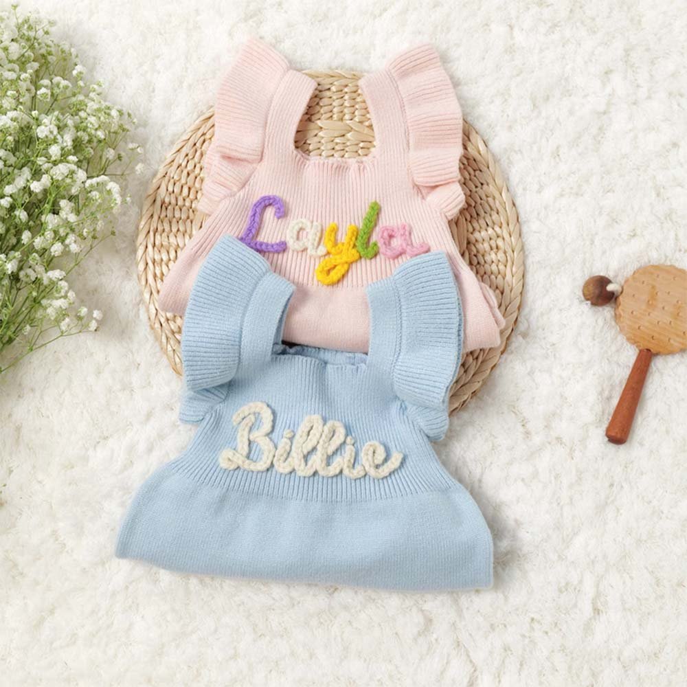 Wholesale Customized Baby Girl Cloths Personalised Knit Romper Newborn Baby Sweaters