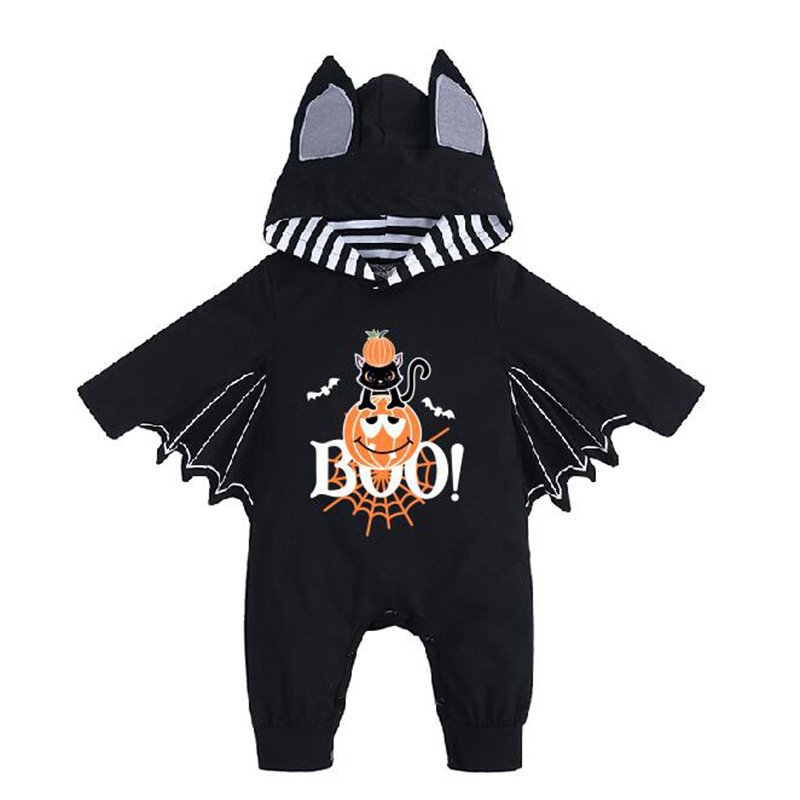 Hot Sale Toddler Baby Halloween Black Costume Bat Romper For Kids Clearance Newborn Horror Halloween Cosplay Onesies Clothes