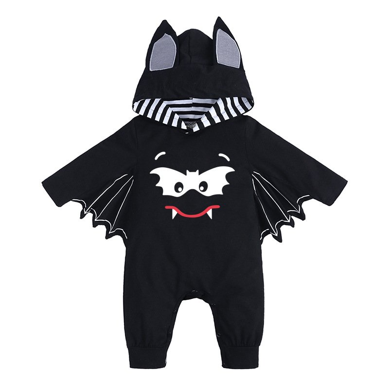Hot Sale Toddler Baby Halloween Black Costume Bat Romper For Kids Clearance Newborn Horror Halloween Cosplay Onesies Clothes