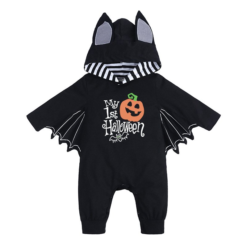 Hot Sale Toddler Baby Halloween Black Costume Bat Romper For Kids Clearance Newborn Horror Halloween Cosplay Onesies Clothes