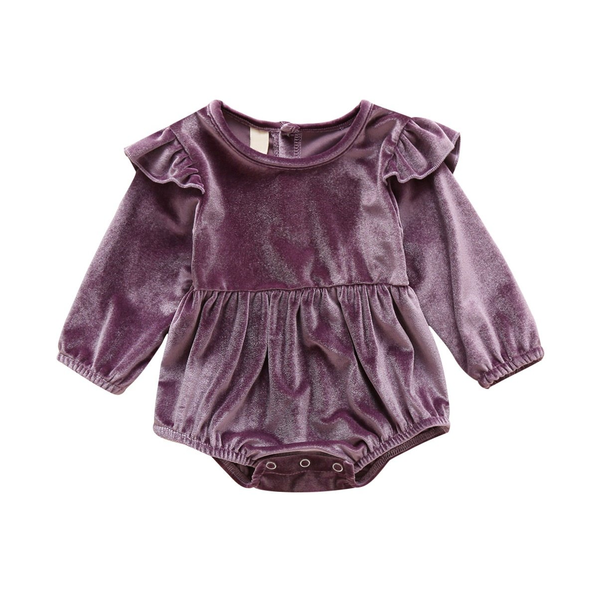 Baby girl romper autumn winter clothing 2024 new candy color fly sleeve full sleeves bodysuits newborn baby plain velvet romper