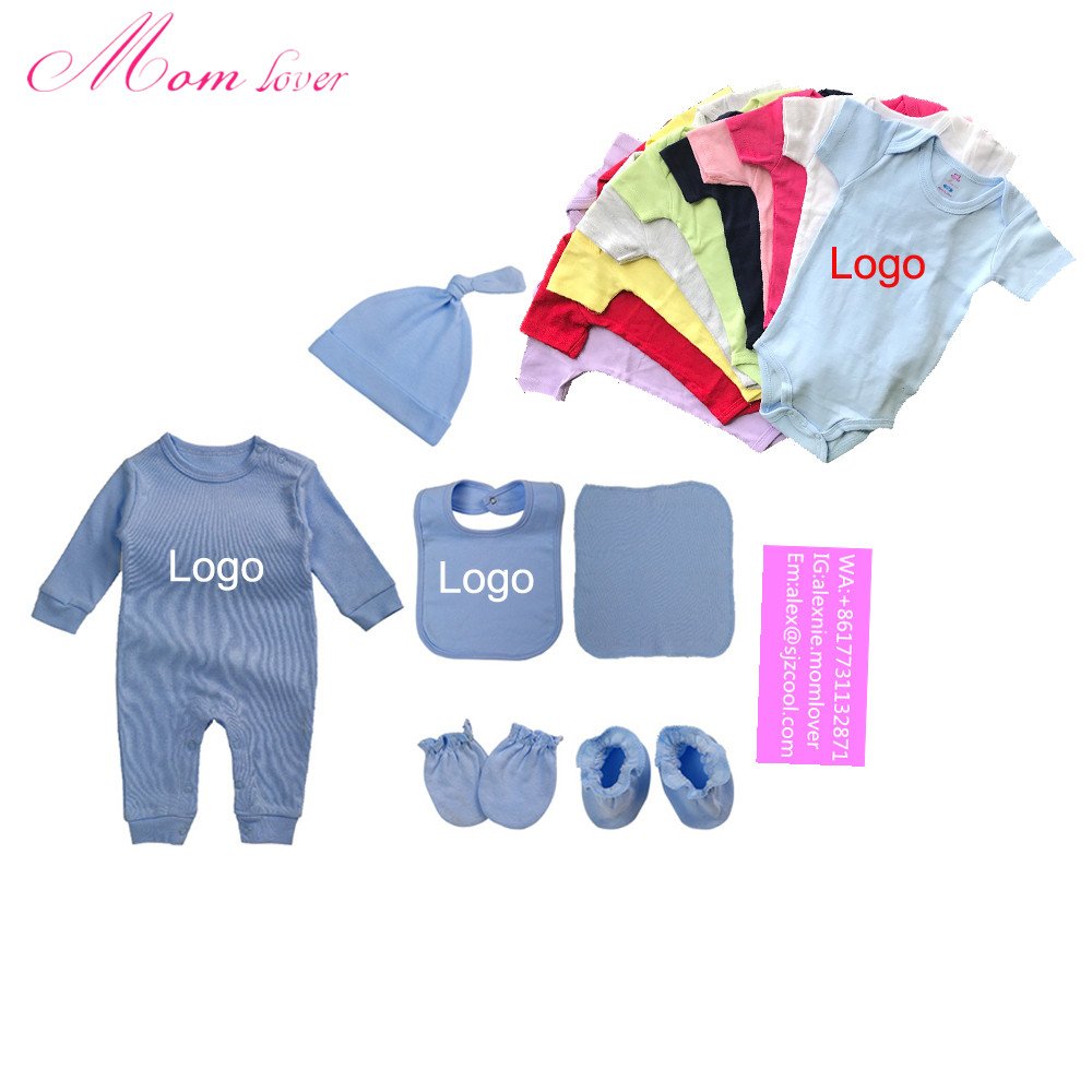 Infants bodysuit newborn baby clothes boys girls baby onesie set custom logo printed 100% cotton plain baby rompers
