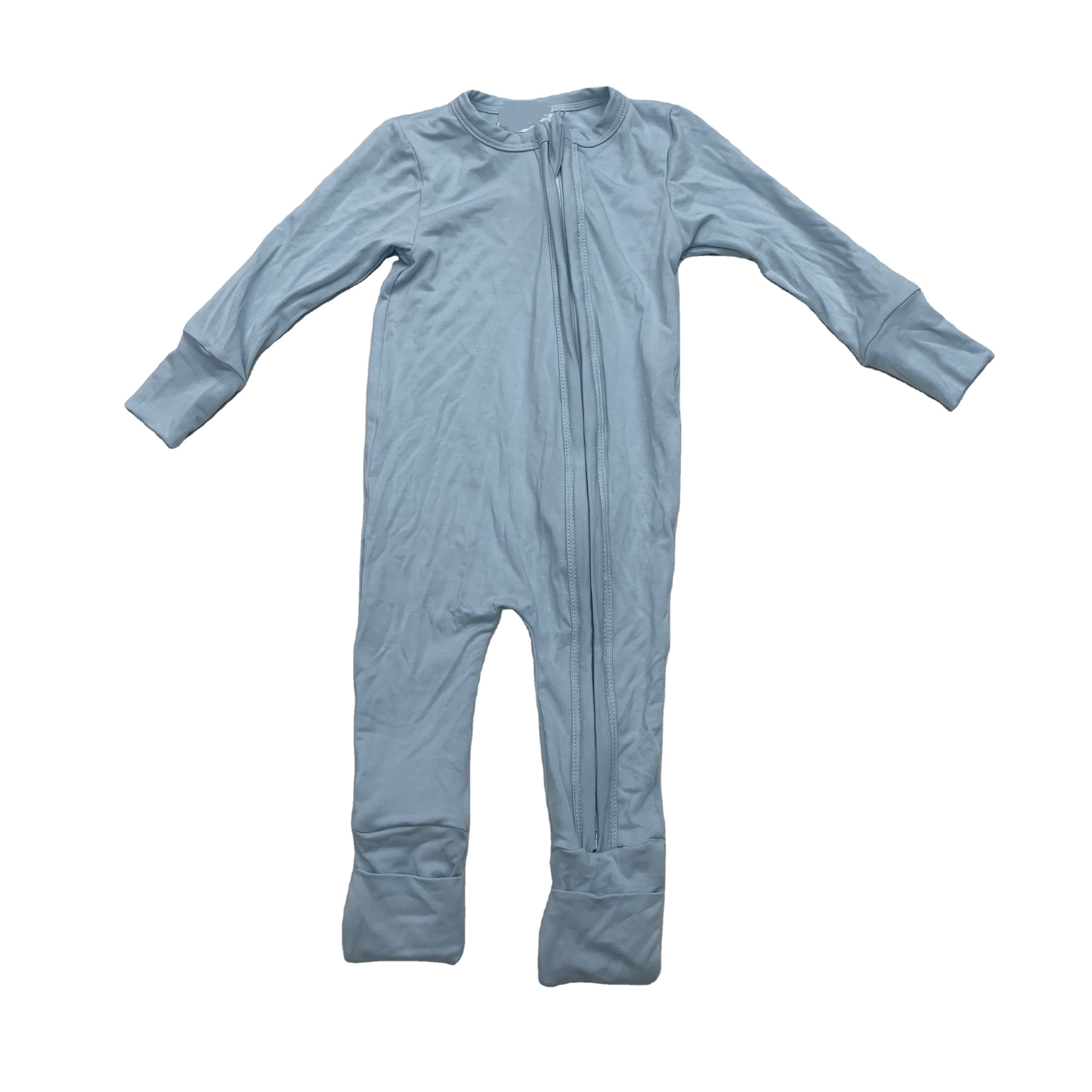 Qingli Oem Organic Long Sleeve Baby Bamboo Romper Custom Baby Romper With Feet Zipper Waffle Romper