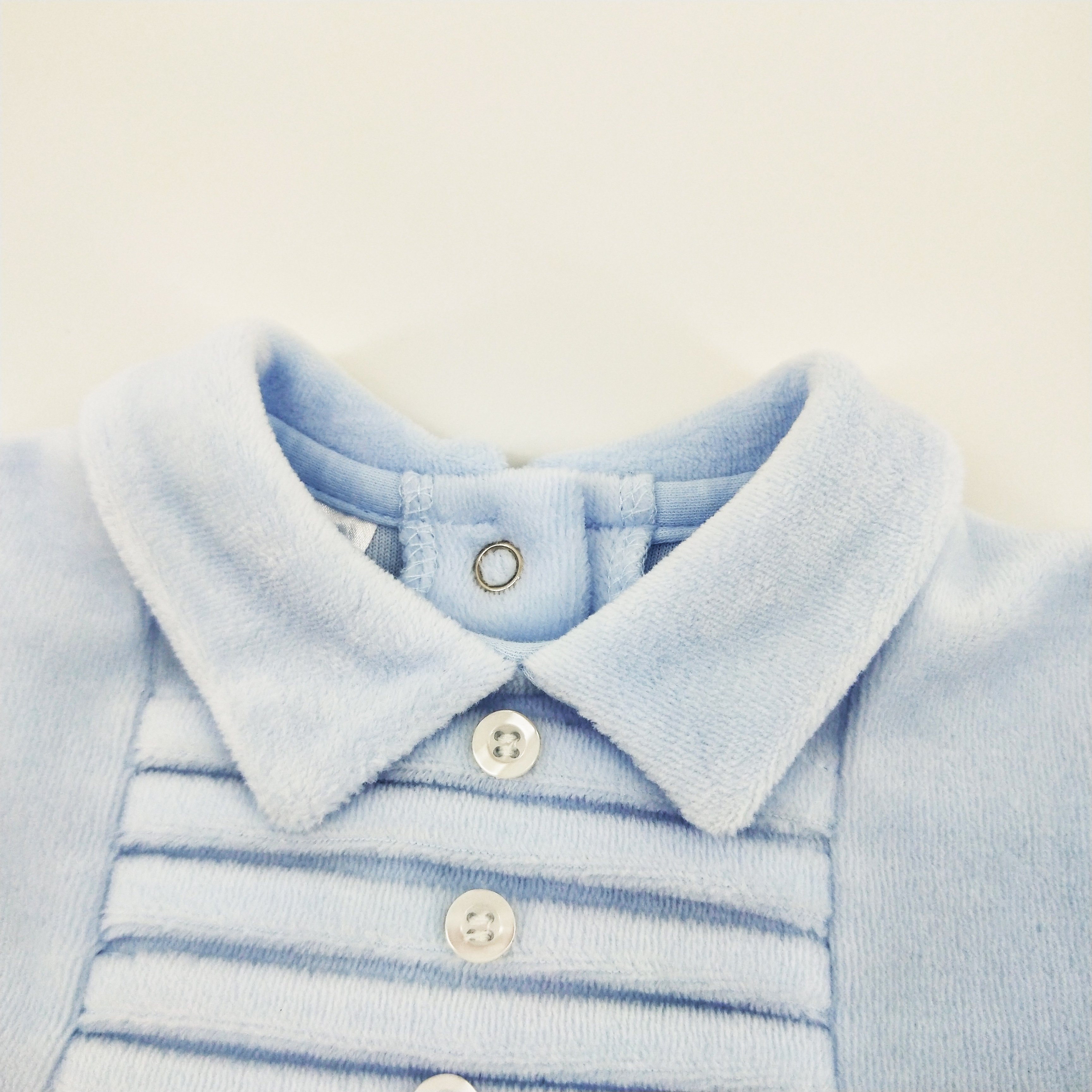 Light blue breathable confortable knitted all season breathable plain baby romper