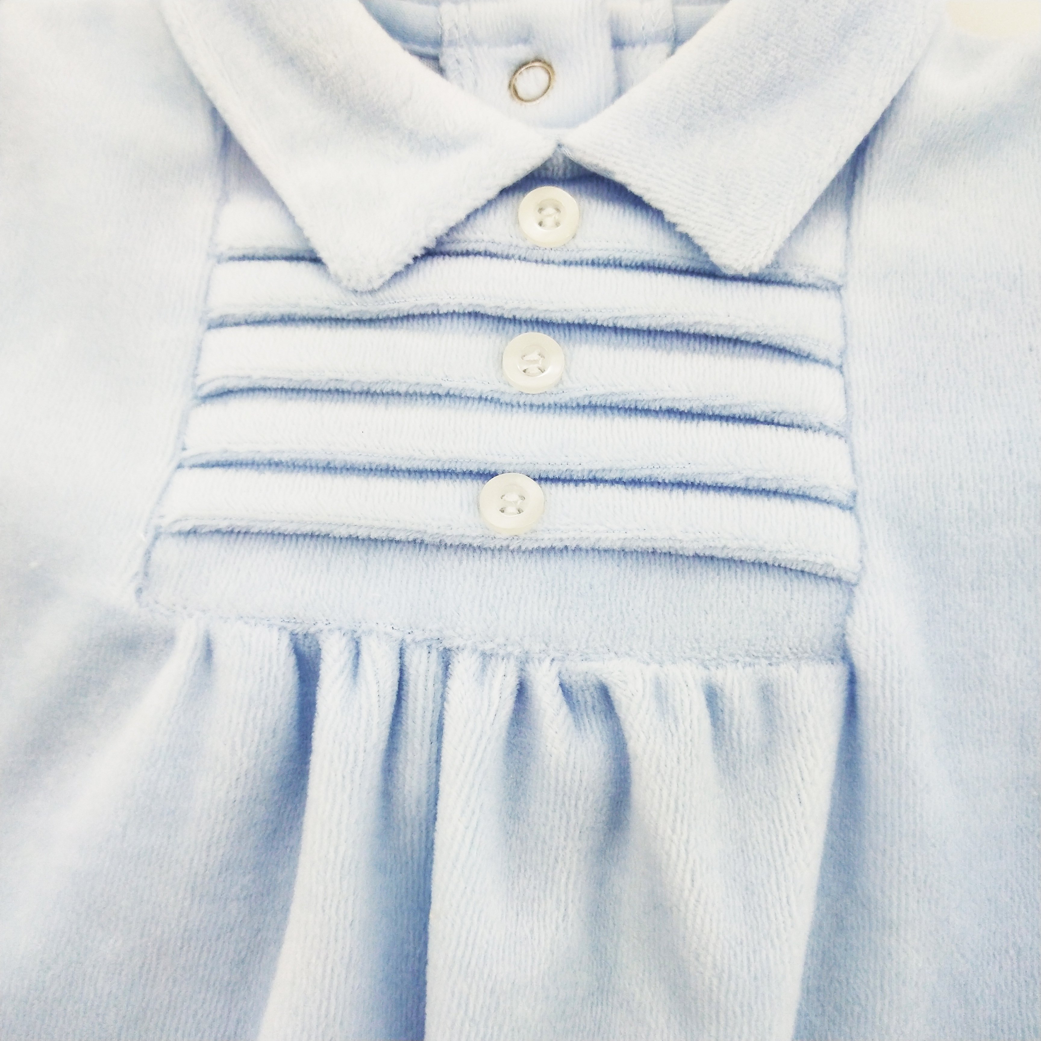 Light blue breathable confortable knitted all season breathable plain baby romper