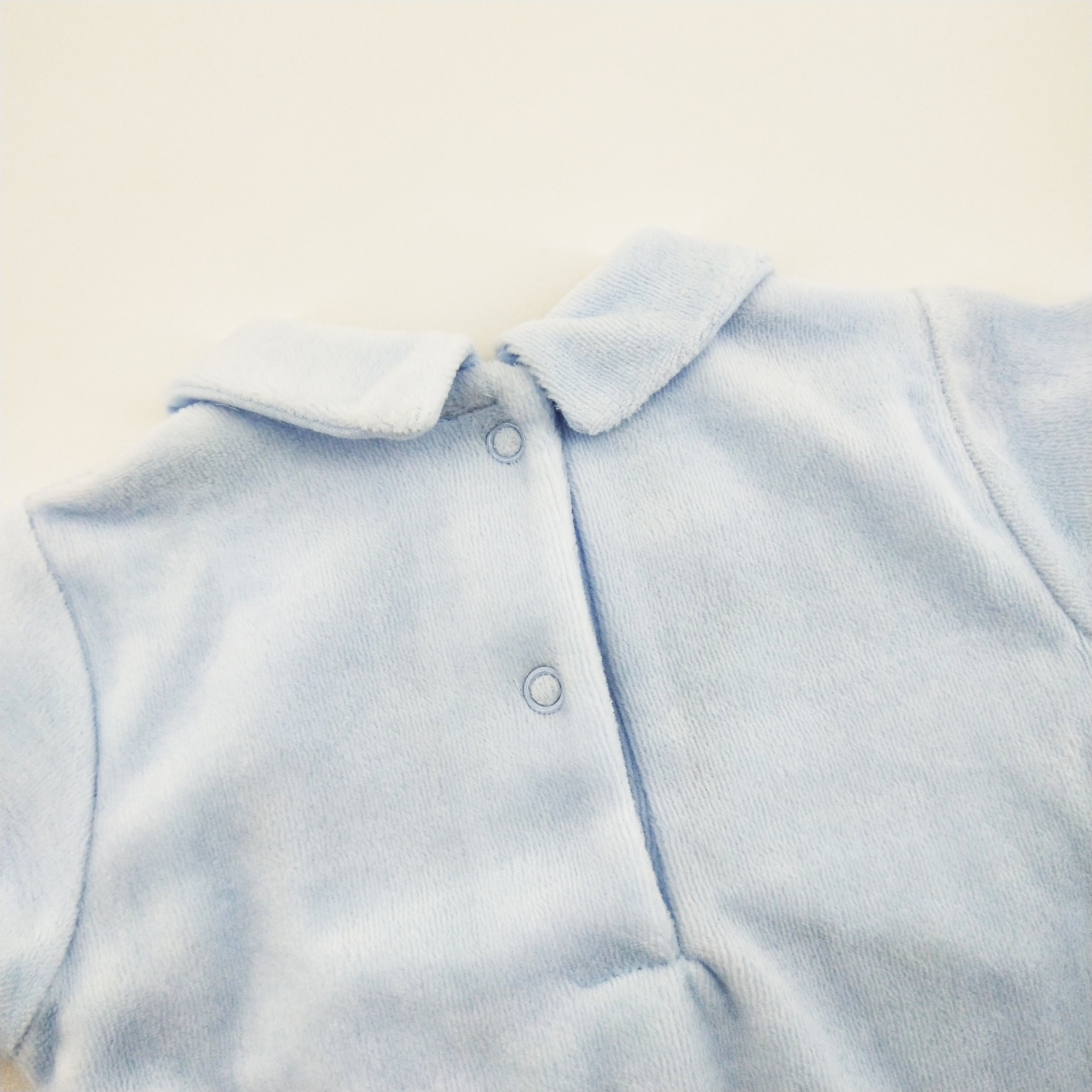 Light blue breathable confortable knitted all season breathable plain baby romper