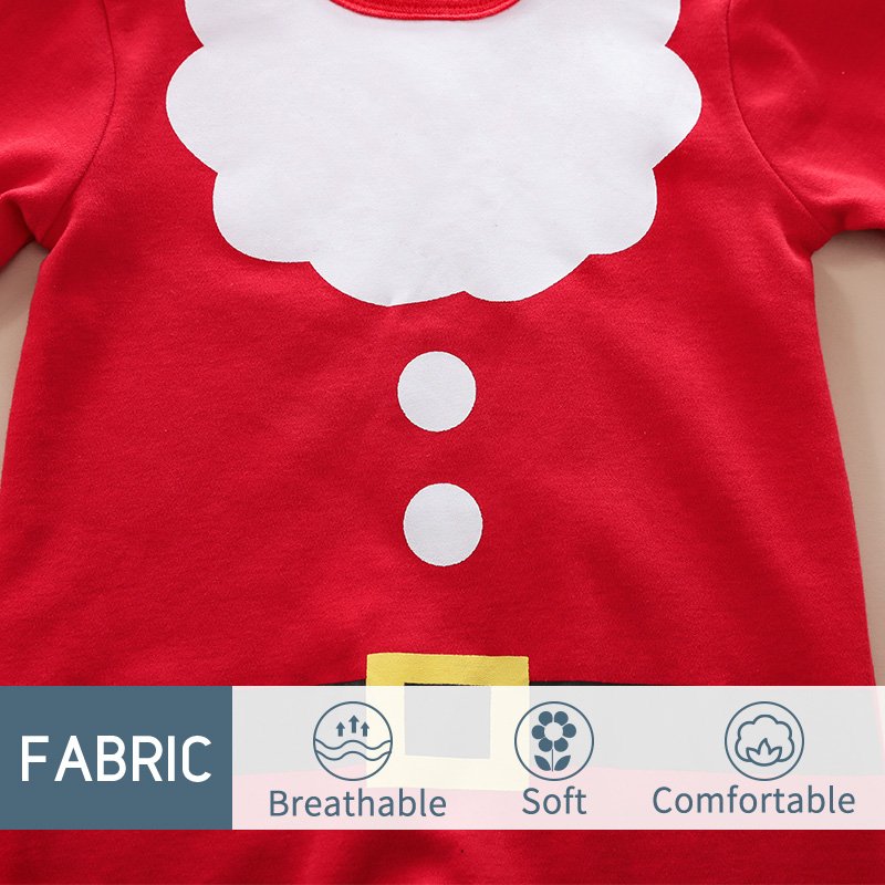 Wholesale Hot Sale Red Baby Santa Claus Costume Cartoon Christmas Toddler Romper Spring Autumn Long Sleeve With Christmas Hat