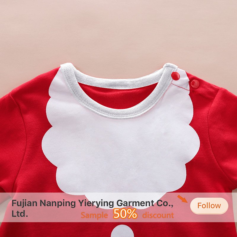 Wholesale Hot Sale Red Baby Santa Claus Costume Cartoon Christmas Toddler Romper Spring Autumn Long Sleeve With Christmas Hat