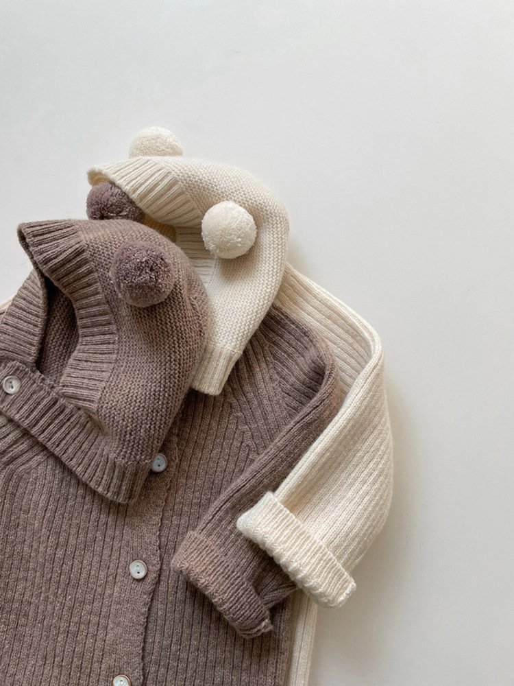 100% cotton Infant Newborn Baby Girls Knitted Jumpsuits Autumn Winter Warm Sweater Bodysuits Fashion Outfits