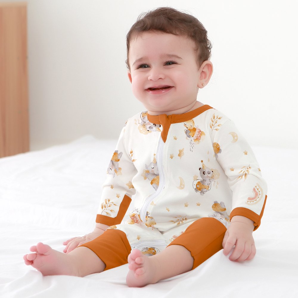 Wholesale Baby Rompers Fold Hands Covered 95% Cotton Zipper Baby Clothes Boys and Girls Ultra Soft kids pajamas Clothing Sets