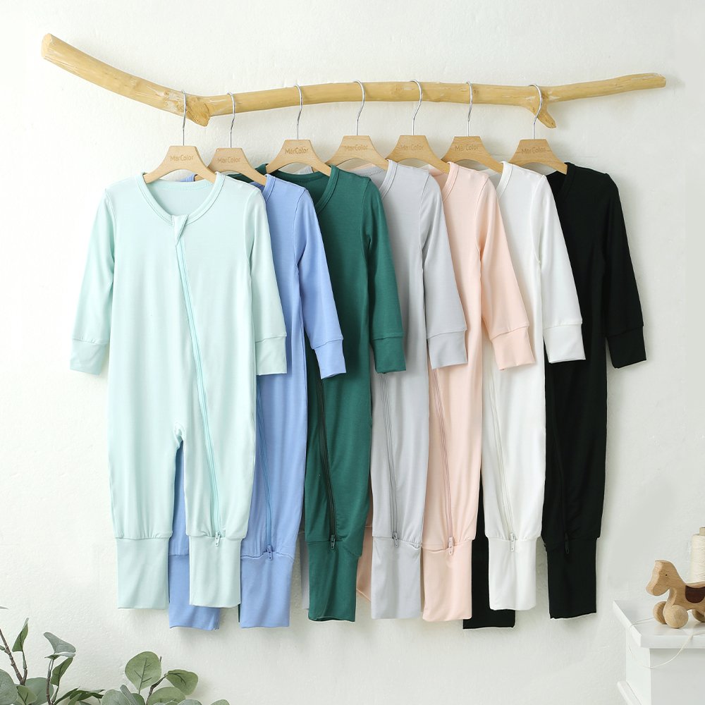 Custom Bamboo viscose Newborn Zipper Pajamas Baby sleeper sleepwear bamboo kids pyjamas baby pajama