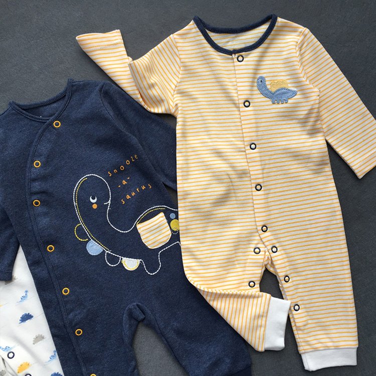 Organic Bamboo 100% Cotton Baby Clothes One-Piece Sleepsuit Animal Print Baby Boys Girls Summer Long Sleeve Baby Rompers