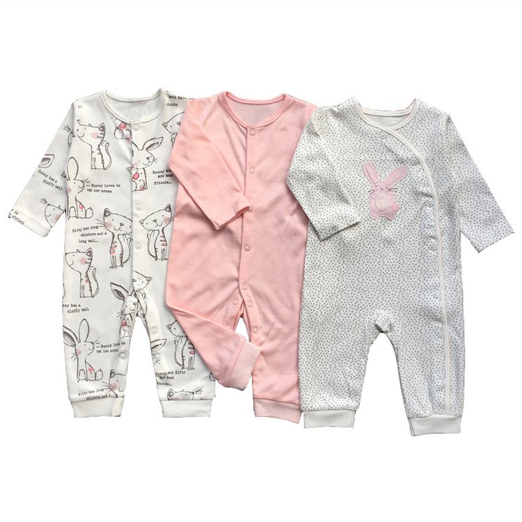 Organic Bamboo 100% Cotton Baby Clothes One-Piece Sleepsuit Animal Print Baby Boys Girls Summer Long Sleeve Baby Rompers