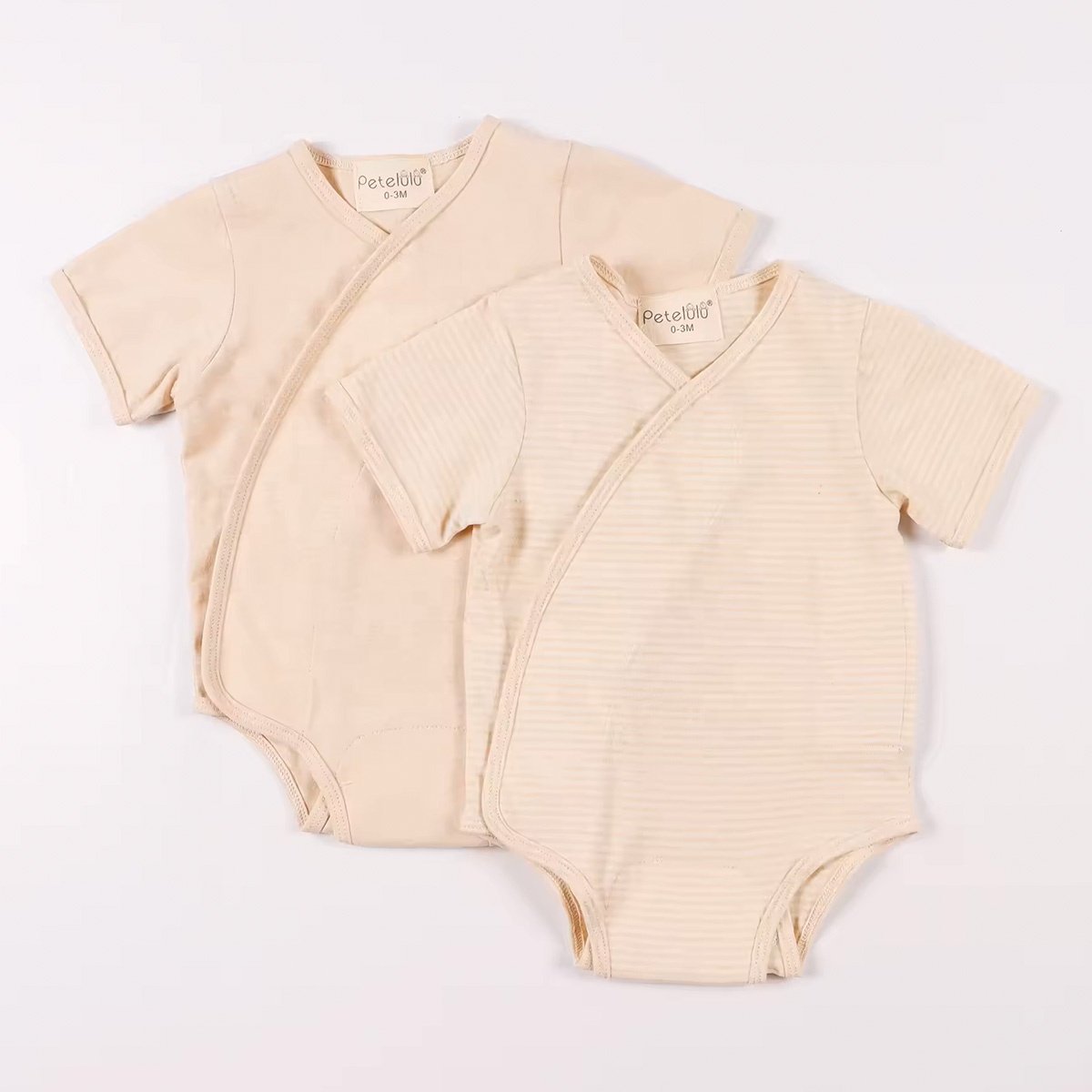 Petelulu Summer Custom Short Baby Onesies Romper 100% Organic Cotton Solid Color Unisex Baby Rompers Soft Baby Clothes Sets